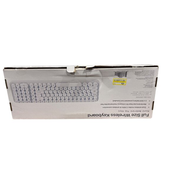 NORTH Full Size Wireless Keyboard Round Membrane Pop Keys White 105 Keys Dual Wi - Picture 4 of 8